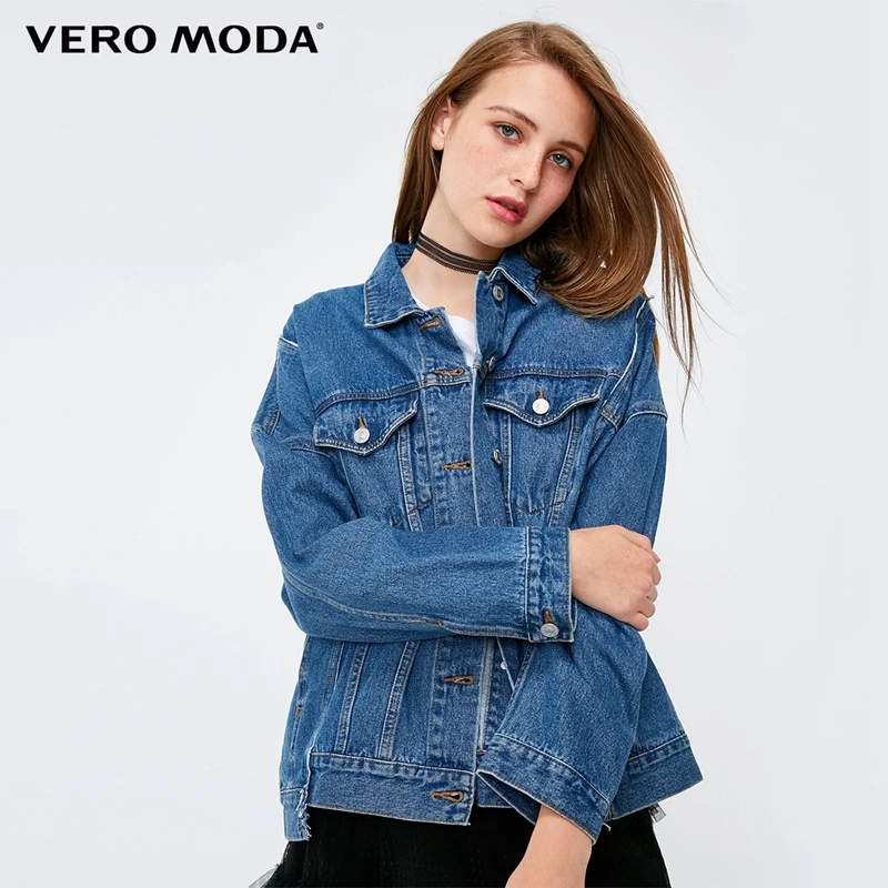 

Vero Moda 2019 New Women's Loose Fit Irregular Washed Splice Denim Jacket | 318357502