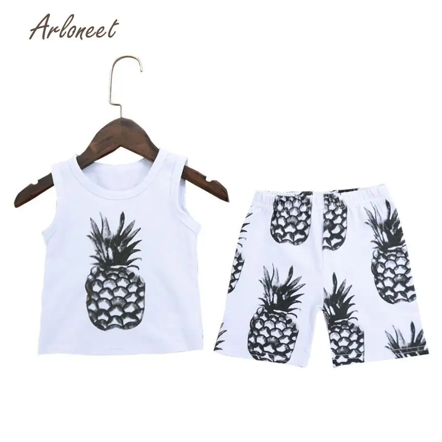 ARLONEET children clothes fashiongirls clothes cute boys clothes summer Pineapple Tops Shirt+Pants Outfits Set dec21