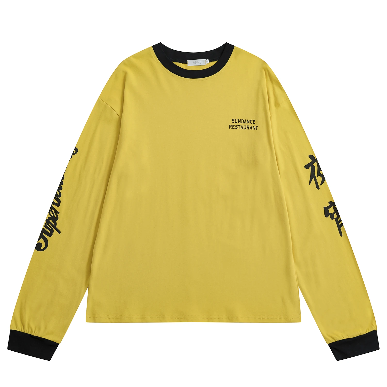 

2019 New Design Women's Spring Autumn T-shirt Yellow Loose Shirt Cotton Print O-neck Long-sleeved Letters Suitable For Teenagers