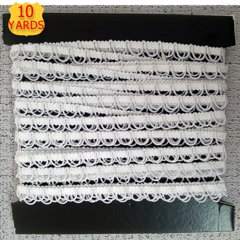 

10 yards pack white elastic button loop tape personalized color available