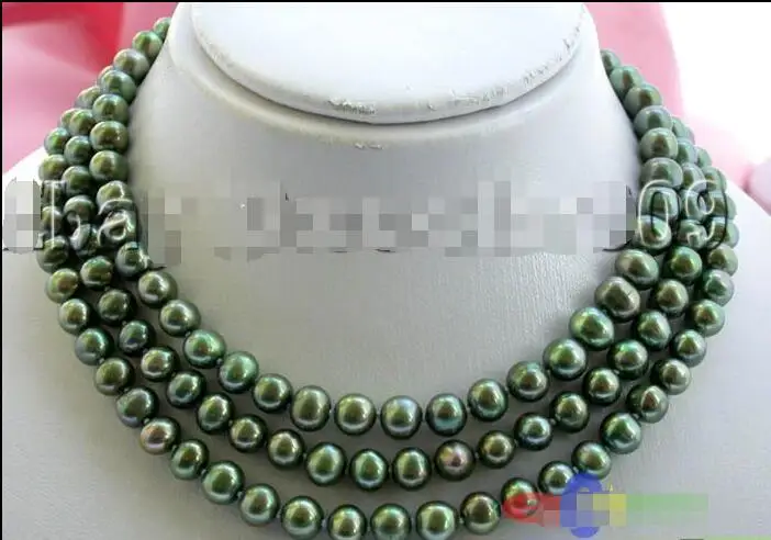 

FREE SHIPPING HOT sell new Style >>>> 50" 9MM GREEN ROUND FRESHWATER CULTURED PEARL NECKLACE