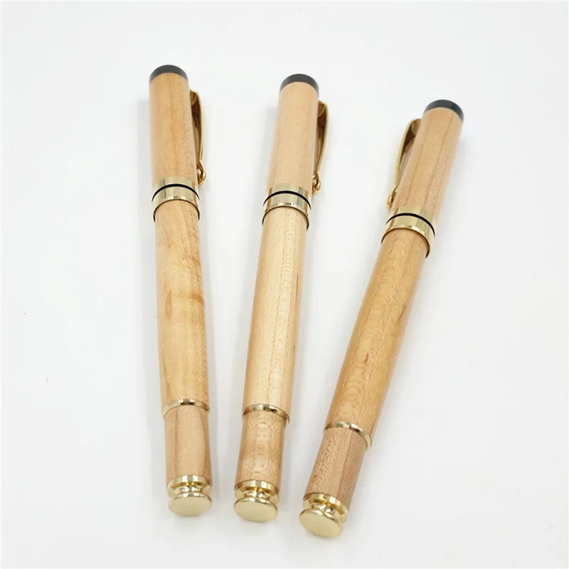 10pcs-lot-handmade-maple-wooden-ballpoint-pen-05mm-black-ink-natural-color-writing-tool-for-business-as-festival-gift