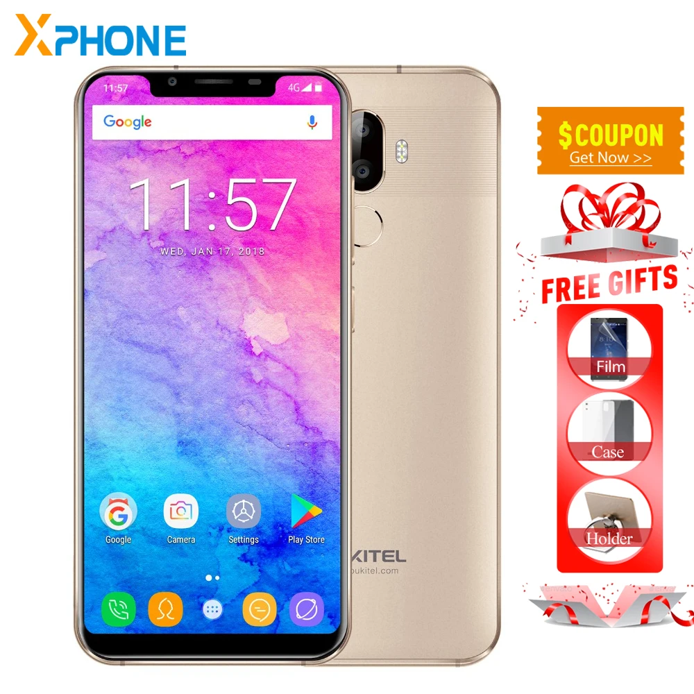 Смартфон Oukitel U18 4 Гб + 64 ГБ экран 5 85 дюйма Android 7 0 Восьмиядерный процессор MTK6750T 3