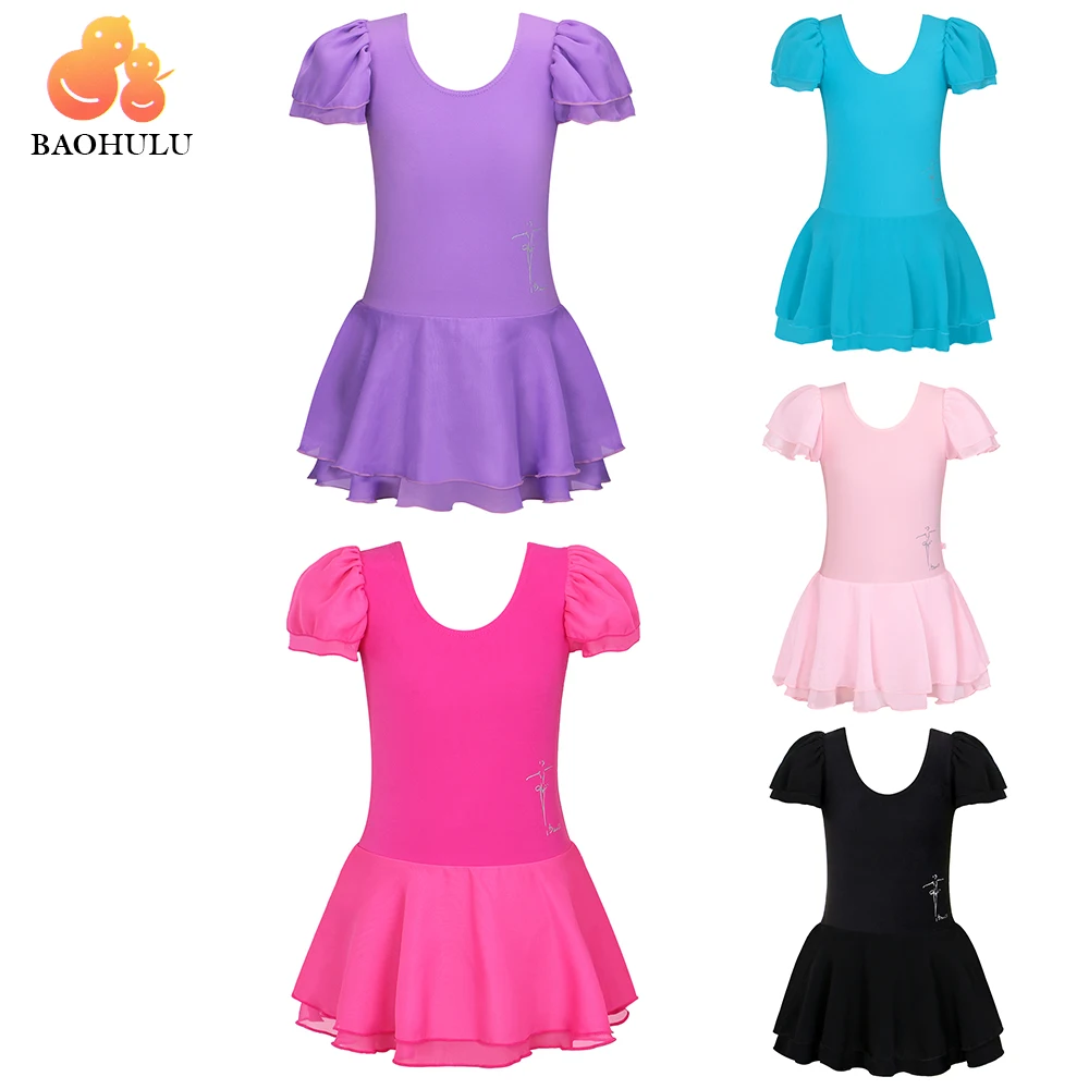 

BAOHULU Girls Short Sleeve Ballet Dress Leotard Child Dance Costume Tutu Dress for 3 4 6 8 10 12 14 Years Kids Dancewear