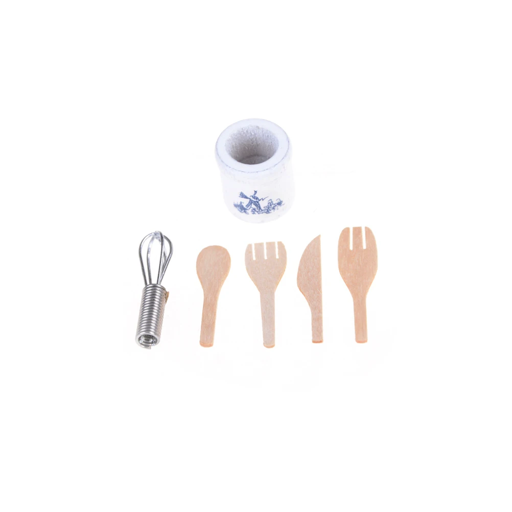 

6pcs/Set 1/12 Scale Mini Cooking Utensil Tableware Set Home Decoration Gifts Hot Sale Dollhouse Miniature Kitchenware Set