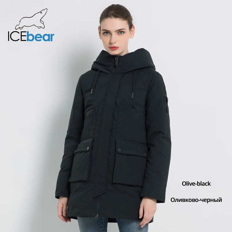 ICEbear новая зимняя куртка с капюшоном женское пальто мода женская одежда ветрозащитный теплая зимняя женская парки одежда больших размеров GWD19078I - Цвет: G836