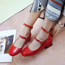 Туфли лодочки YMECHIC женские на массивном каблуке лакированные