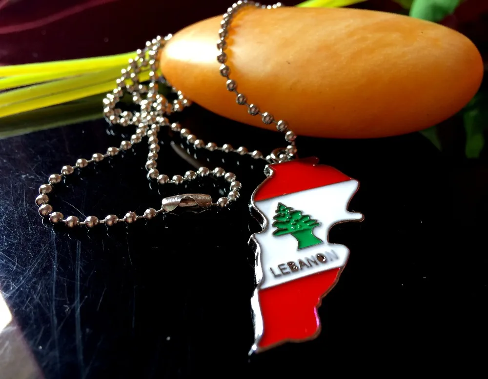 Free shipping Pendant3.6cm x 1.5cm/Liban flag necklace pendants W