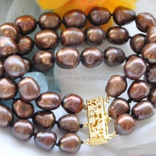 Shitou 00363 3row " 12 мм кофе рис ПРЕСНОВОДНЫЕ искусственные жемчужный браслет