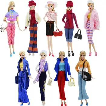 

Random Pick 3 Sets Outfit Blouse Bottoms Trousers Bag Skirt Dress Shoes Mixed Clothes for Barbie Doll Accessories Kid Toy
