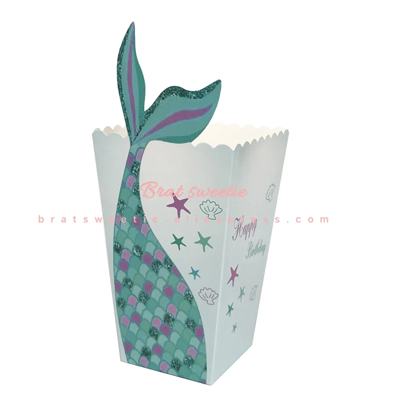 Вечерние русалки под морем хвост русалки Goodie Popcorn коробка Беби Шауэр детский день рождения предметы для вечеринки, сувениры подарочная коробка