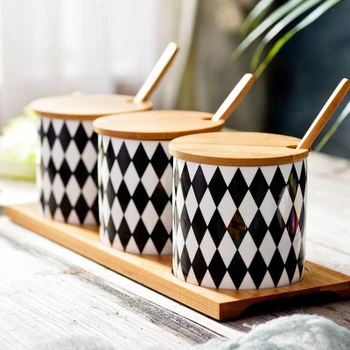 

3Pcs/Set Nordic Ceramic Seasoning Pot Leaf Pattern Salt Shaker Set Household Marble Texture Seasoning Bottle Kitchen Accessorie