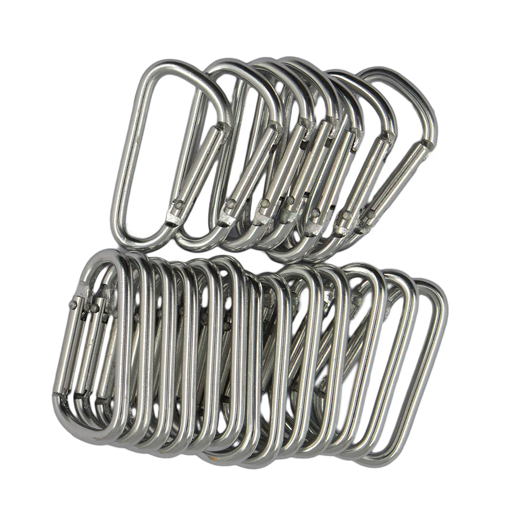 20 Pieces Wholesale Aluminum Carabiner D-Ring Key Chain Clip Hook Buckle Outdoor DIY Findings for Hanging Connector 