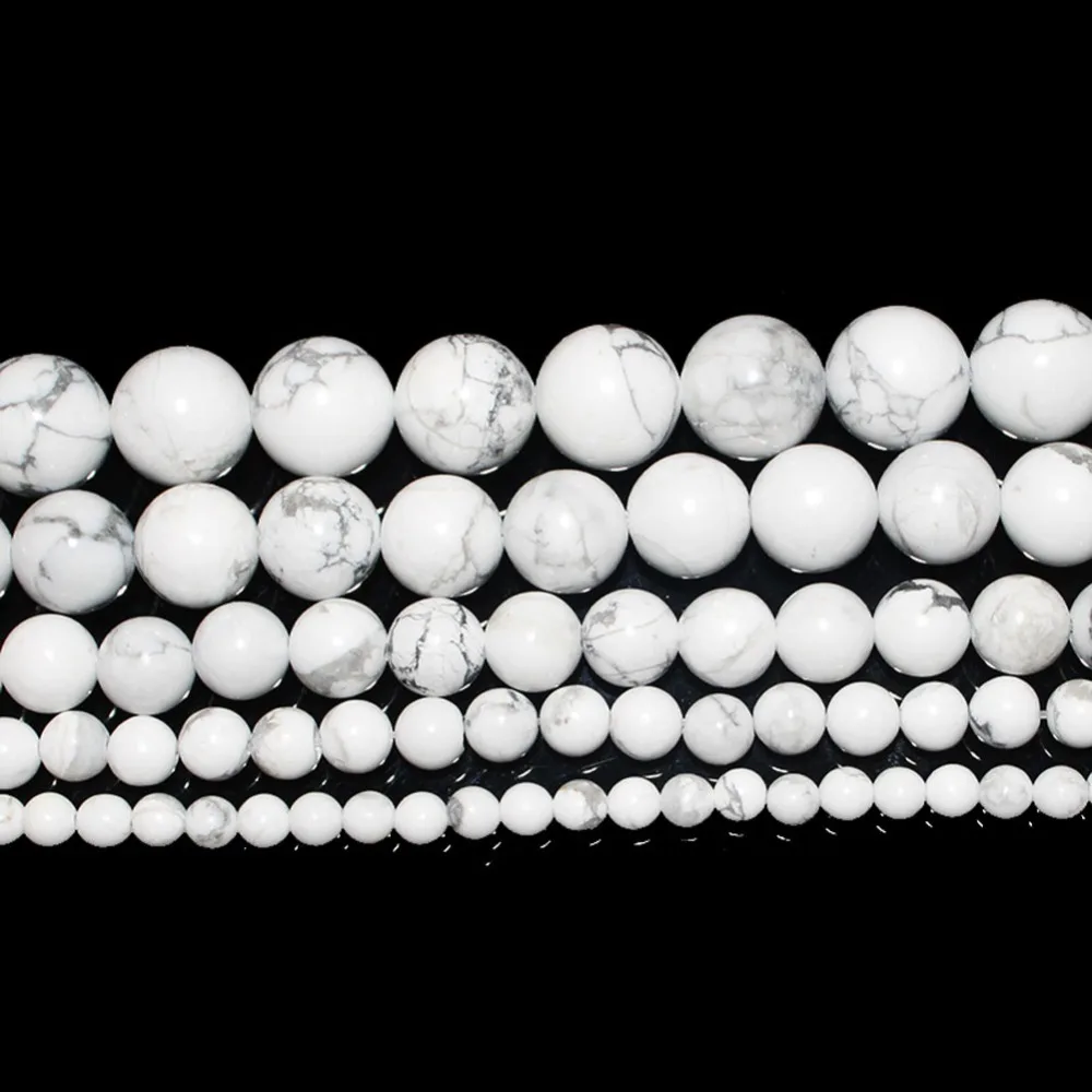 

15" Strand Smooth Round Natural White Pine Stone Beads Loose Beads For Jewelry Making Charm Bracelet Neck 4/6/8/10/12mm