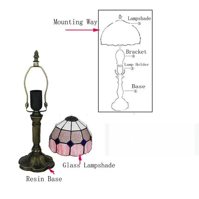 Artpad американские витражные настольные лампы Турецкая мозаика E27 Базовая стеклянная лампа для спальни прикроватная Винтажная настольная лампа 110 В 220 В