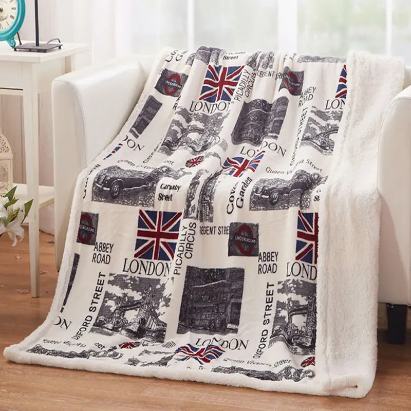 

Fashion style downtown city pictures withLondon Tower Bridge 100% flannel double face air-condition130*160cm nap blanket
