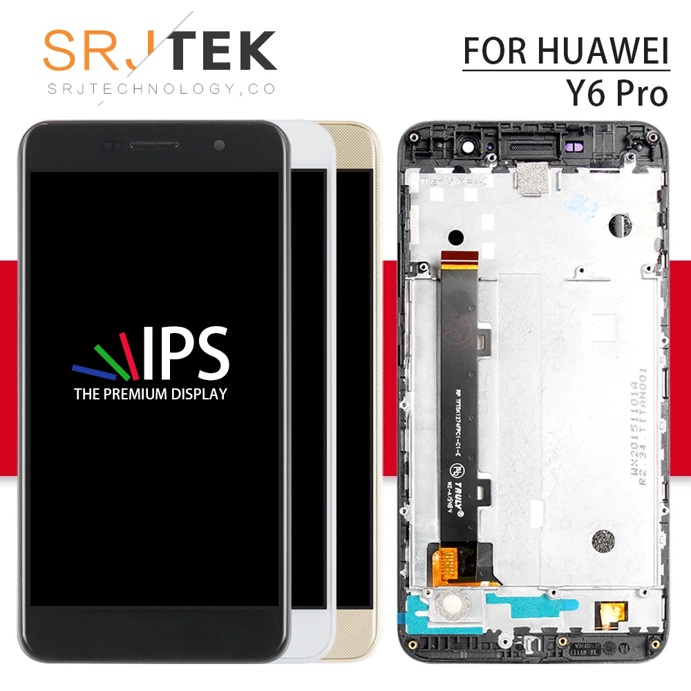 

Srjtek For Huawei Y6 Pro LCD Display Panel with Touch Screen Digitizer 5.0'' Full Assembly Frame TIT-U02 TIT-AL00 TIT-L01