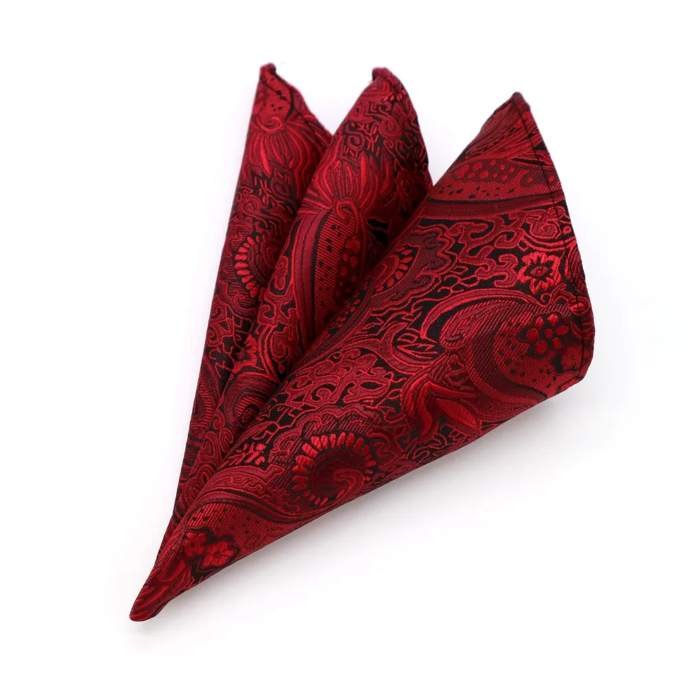 F174 классический Для мужчин шелковый платок Винтаж Hanky тканые красный квадратный платок с цветами 25*25 см Свадебная вечеринка груди аксессуары для полотенец