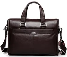 Free shipping P.kuone man commercial male handbag genuine leather shoulder men’s asual bag leather briefcase
