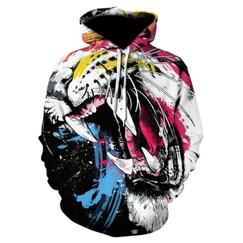 

Men's 3d tiger personalized painted tiger fangs hoodie, 2019 brand hoodie fashion tracksuit street coat