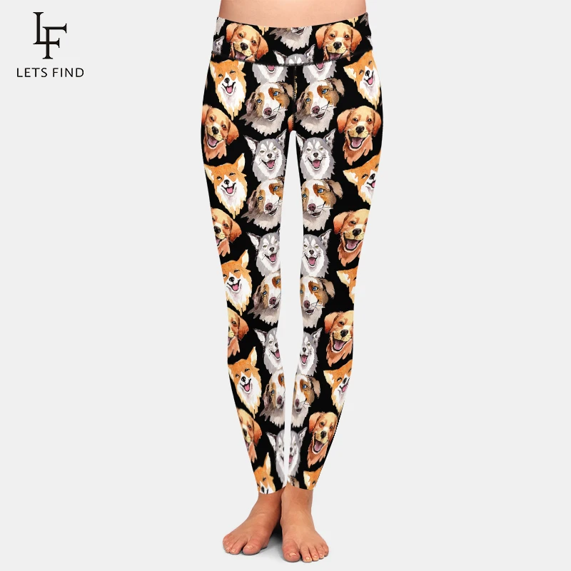 tiktok leggings amazon LETSFIND Hot Sale Leggings 3D Animals Dog Printing High Waist Women Plus Size Casual Black Leggings Hot Sale fabletics leggings