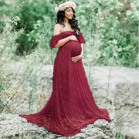Новинка; Лидер продаж; платье для беременных женщин; реквизит для фотосессии беременных; платье для свадебной вечеринки; платье макси для беременных - Цвет: Red wine