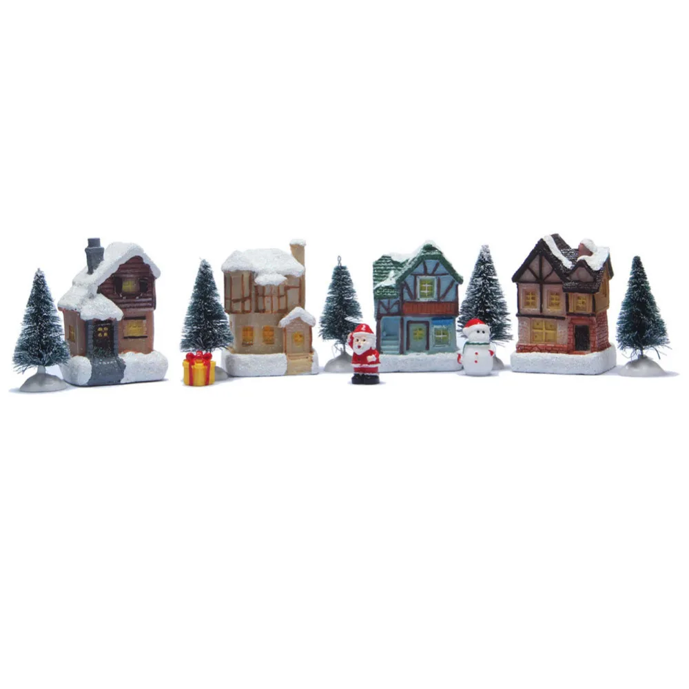 Рождественский DIY кукольный крошечный дом с елкой и фигуркой украшения светодиодный светильник Xms подарок