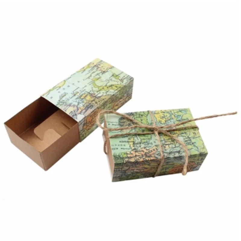 10 Pcs Novelty World Map Vintage Kraft Paper Candy Box Gift Bag Wedding Favors Birthday Party Christmas Supplies | Дом и сад