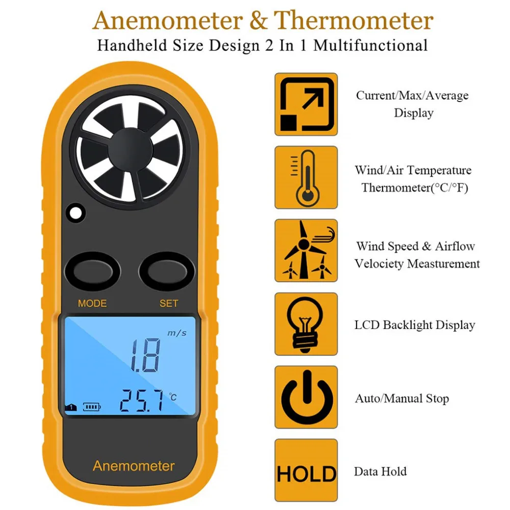 GM816 переносной Анемометр, анемометр, термометр, измеритель скорости ветра, измеритель, измеритель ветра, 30 м/с, ЖК-цифровой Ручной инструмент