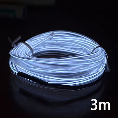 Car EL Wire LED Tube Car Flexible Neon Party RGB Car Decoration Lights 3/5m With 12V USB Cigarette Lighter Drive Car Accessories - Испускаемый цвет: White-3m