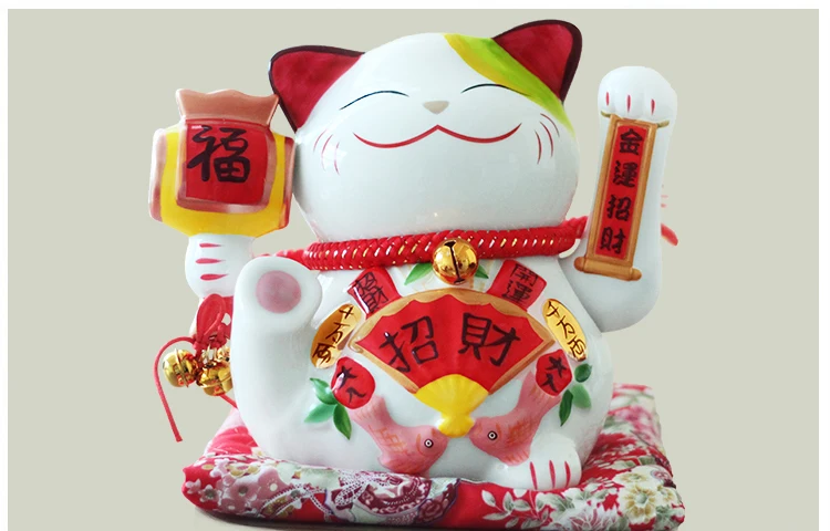 Подлинное золото Япония Lucky Cat hand негабаритных керамических украшений магазин открылся 9 дюймов праздничные подарки ремесла костюм гостиной рабочего стола