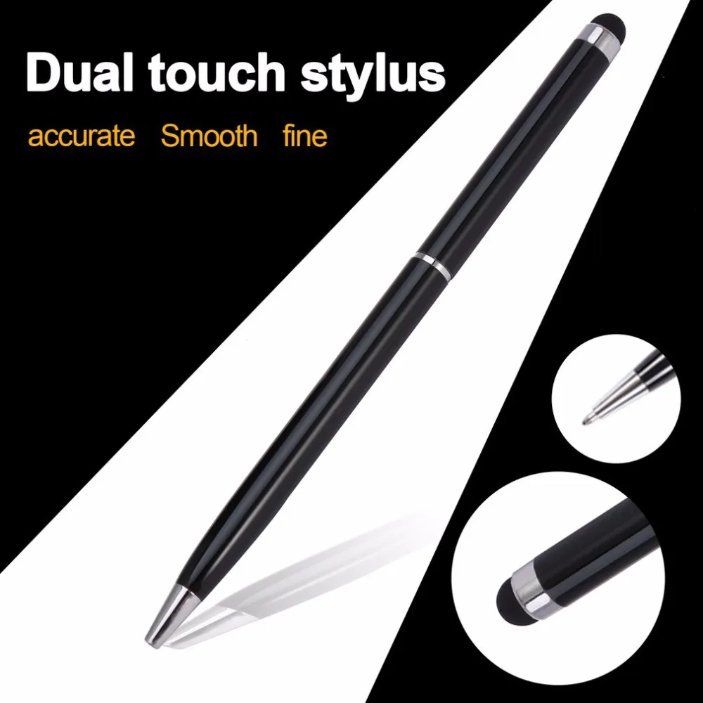 

2 PCS Newest 2in1 Black mini metal capacitive touch pen stylus screen Ball Point Pen for iPad 2 3 for iPhone 4 4S Promotion