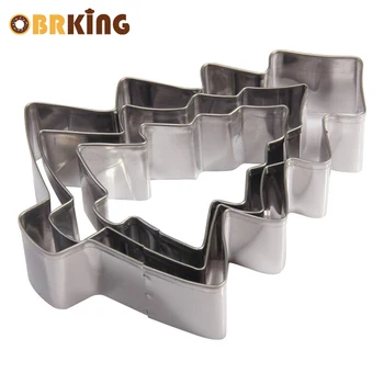 

OBRKING 3 PCS/set Stainless Steel Christmas Tree Shaped Cookies Cutter Cake Mould Biscuits Decorating Tools Kitchen Accessories