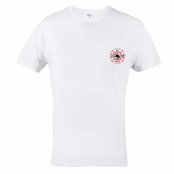 

Summer Men O Neck Cotton T-Shirt Firefighter Rescue Team 100% Cotton White Ideal For Firefighters Casual mens Tee Shirts