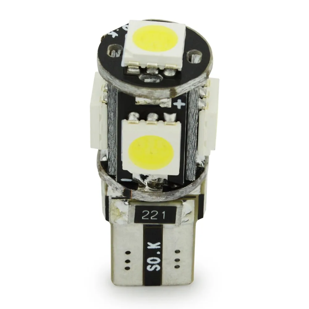 

50pcs Wholesale Canbus t10 5smd 5050 white color Car led canbus lights t10 5050 5smd (194 168) 147 152 w5w t10 5smd canbus white