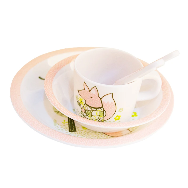Children Kids Tableware Set Melamine Baby Feeding Plate Bowl Cup Cutlery Flatware Set Infant Dishes BPA Free Plate Baby Feeding (7)