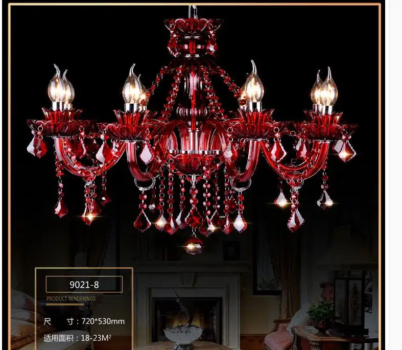 Modern Chandelier Red Crystal Chandelier Lighting E14 AC 90 260V