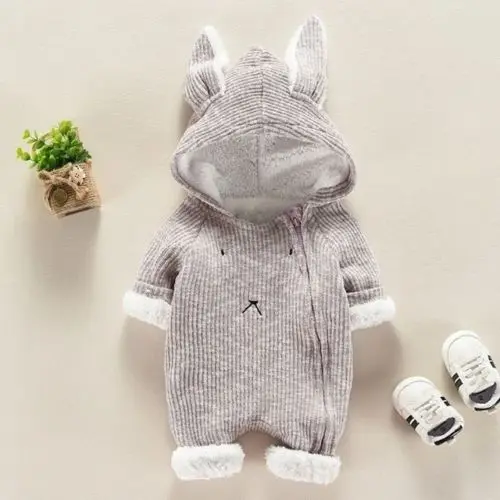 

UK Canis Toddler Baby Boys Girls Rabbit Ears Hooded Romper Jumpsuit Outfits Set