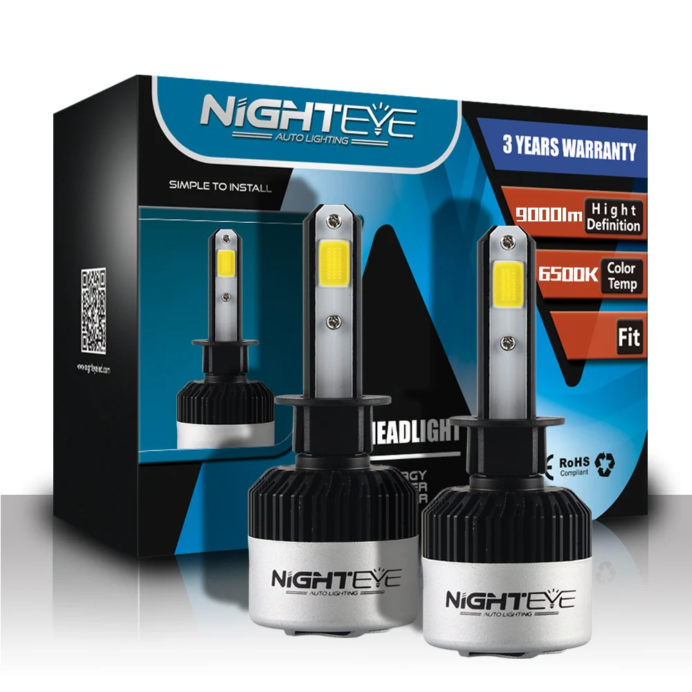 

NIGHTEYE 72W 9000lm H1 H4 H7 H11 9005 9006 Car LED headlight bulbs light headlight driving fog bulb lamp 6500K white