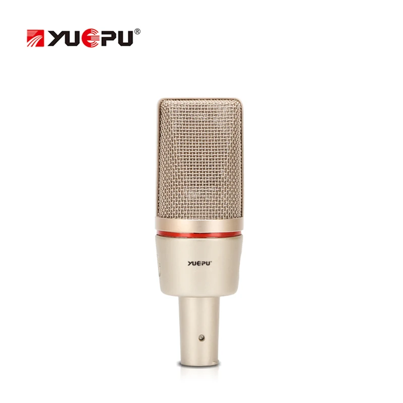 YUEPU C7000 Studio 48V Phantom power конденсаторный микрофон вокальный инструментальный запись звука аудио компьютер видео Интернет Live - Цвет: Golden