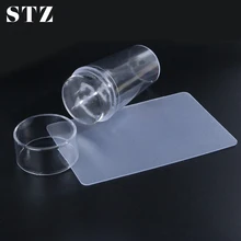 Stz limpar jelly stamper raspador conjunto de modelos da arte do prego ferramentas silicone stamping placas raspador com tampa polonês manicure ND251-1(China)