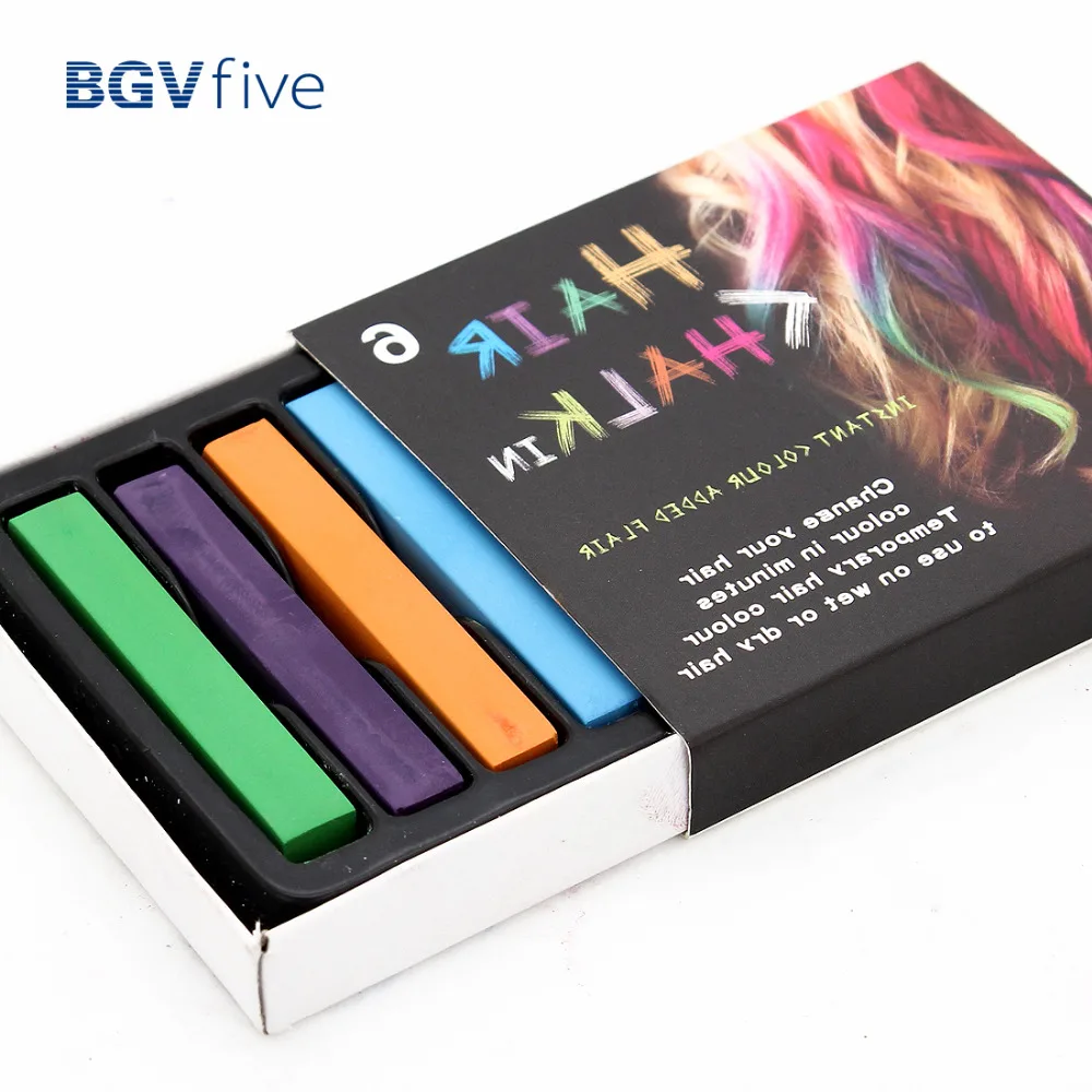 6 Colors Non toxic Temporary DIY Hair Chalk Color Dye Pastels Salon Kit