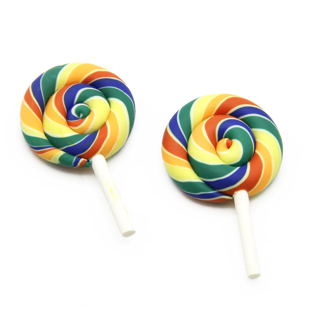 

David accessories Rainbow Lollipop Polymer Clay Flatback DIY Decoration Supply Handmade Material Gift ,5Yc4809