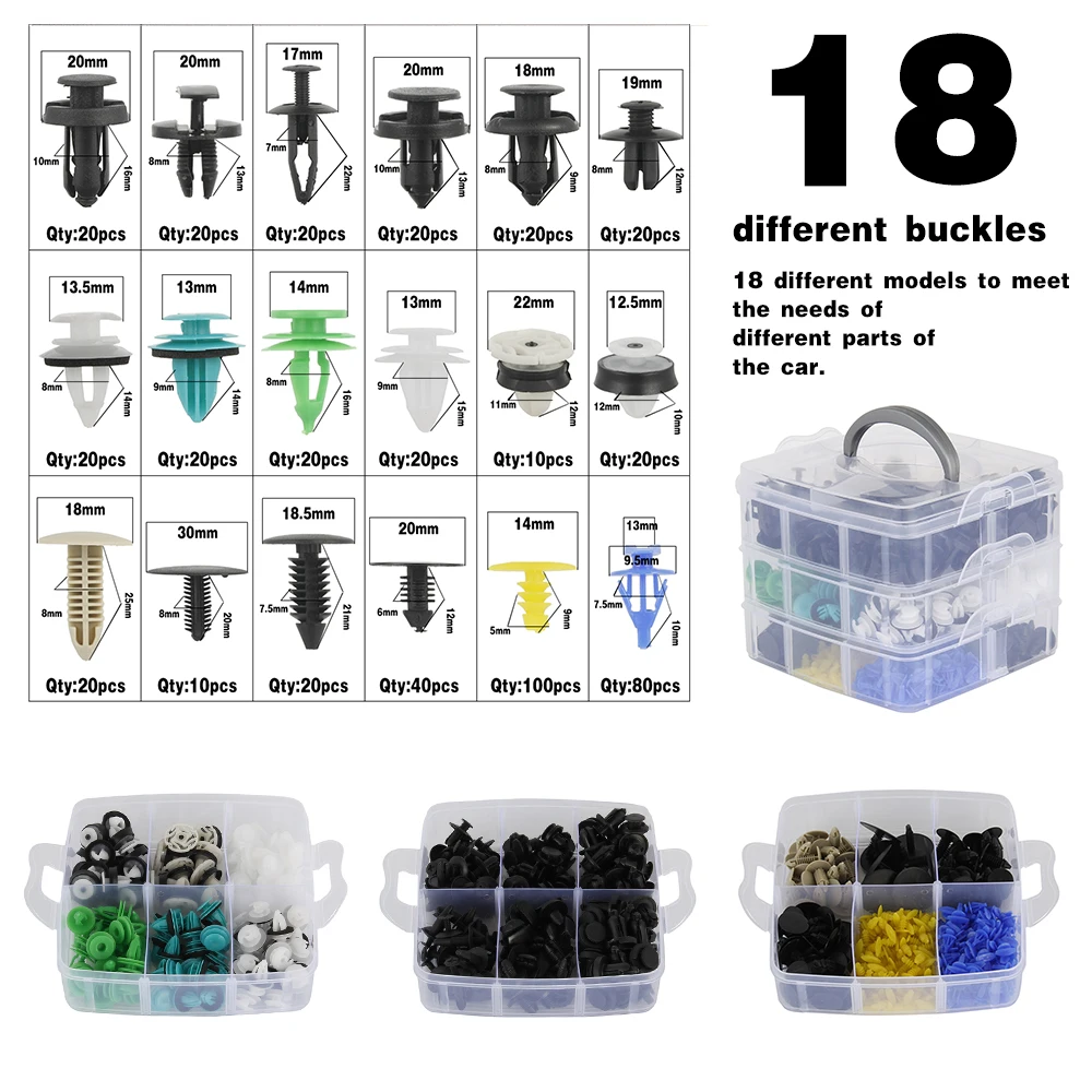 500 шт Универсальные в штучной упаковке смешанные автомобильные крепежные детали Обшивка двери панель авто бампер пистон толчок крышка двигателя крыло крепежные зажимы