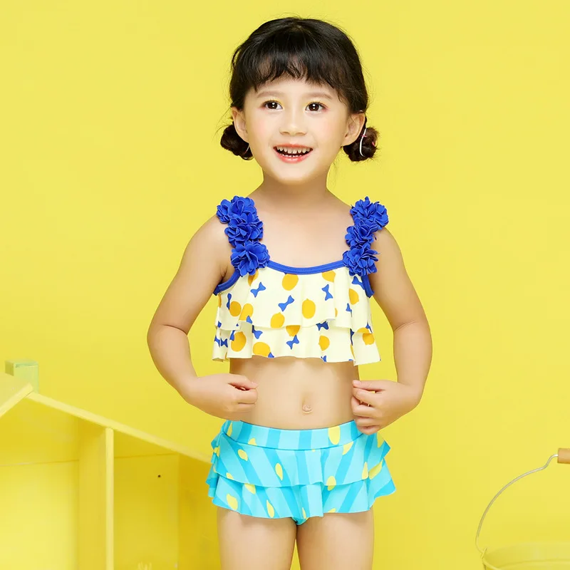 Summer cute bathing suits for kids two Piece suits for girl swimsuit swimwear bikini tops
