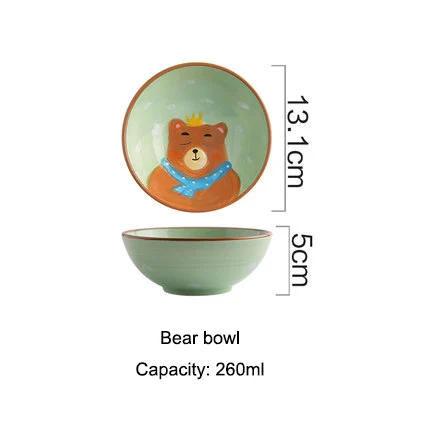 EECAMAIL милые животные керамическая обеденная чаша детская посуда детская мультяшная тарелка для завтрака детская ложка блюдо для стейка закуски Pla - Цвет: Bear bowl