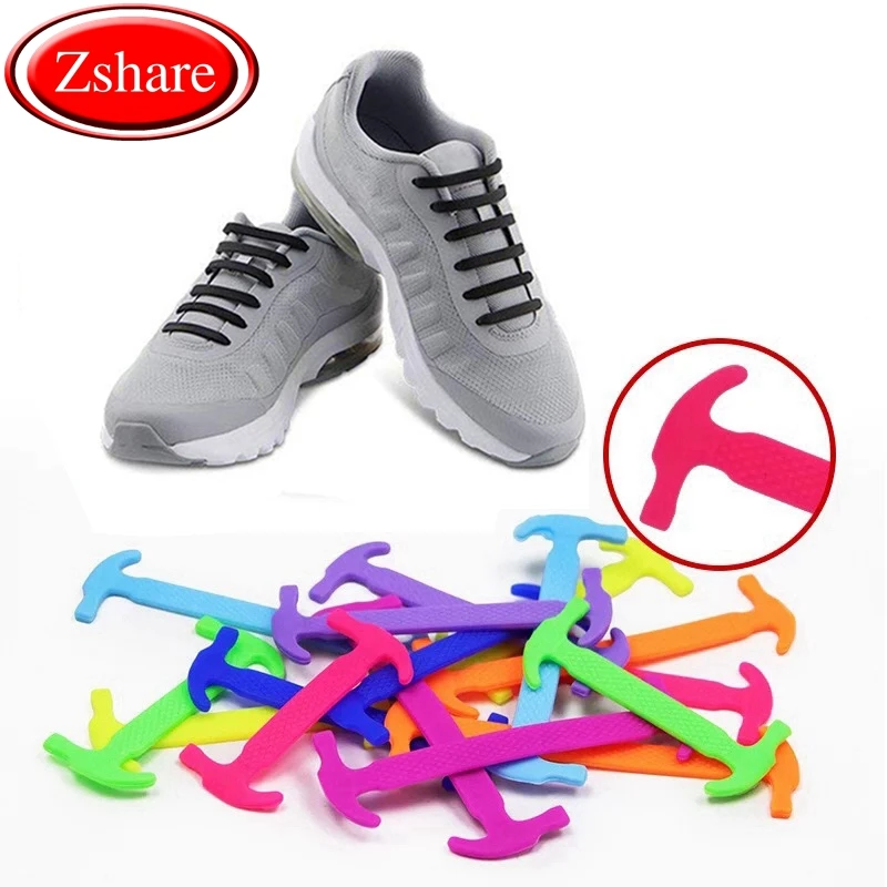 

12pcs/16pcs Elastic Silicone Shoelace Practical Fashionable Men Women Lazy Hammer Type Shoe laces Sneakers No Tie Shoelaces