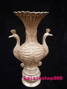 Very rare Ming Dynasty (xuan de1426-1438) silver peacock vase,free shipping Very rare Ming Dynasty (xuan de1426-1438) silver peacock vase,free shipping