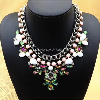 

Free shipping Fashion New Luxury multicolor Crystal Flower necklaces & pendants Chokers Rhinestones Statement Necklace women