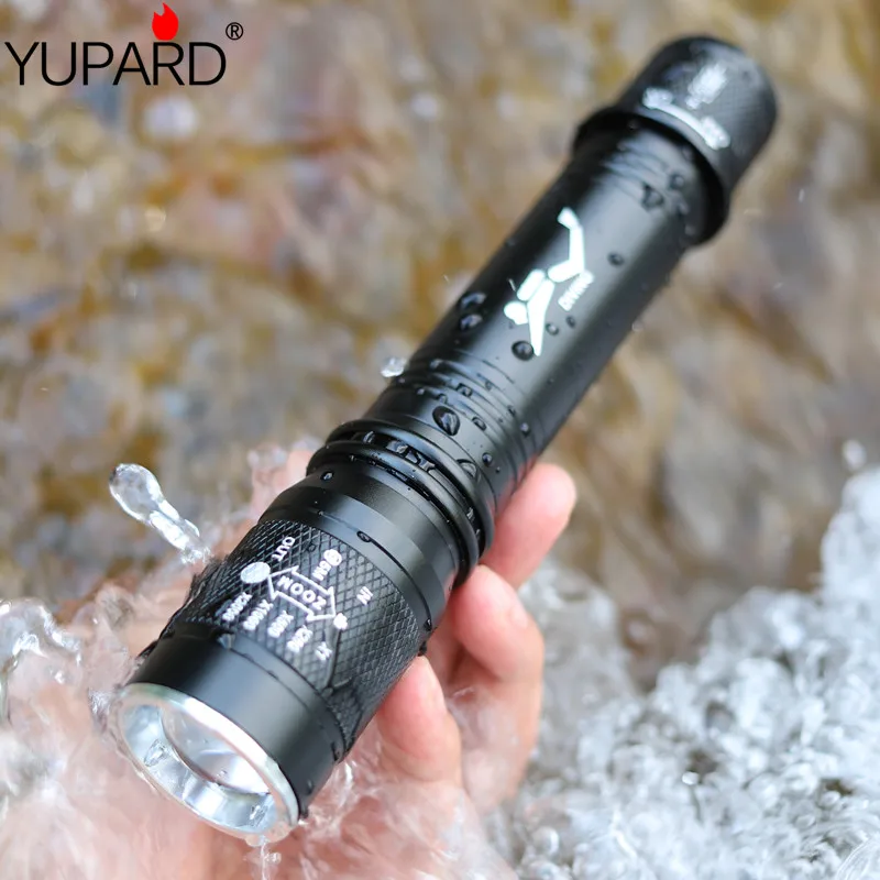 

XM-L2 tactical flashlight powerful waterproof underwater scuba diving zoom lantern fill light torch T6 white light LED camping